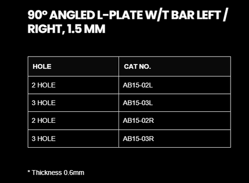 1.5MM 90 DEGREE ANGLE L- PLATE W/T BAR