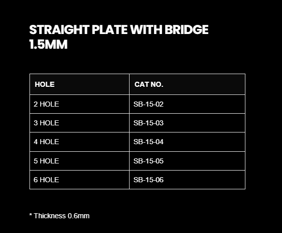 1.5MM STRAIGHT PLATE WITH BRIDGE