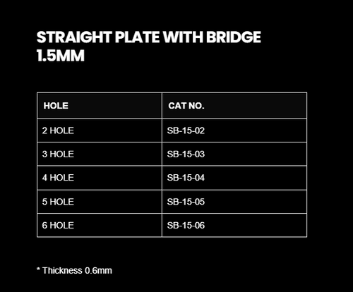 1.5MM STRAIGHT PLATE WITH BRIDGE