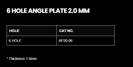 2.0MM 6HOLE ANGLE PLATE
