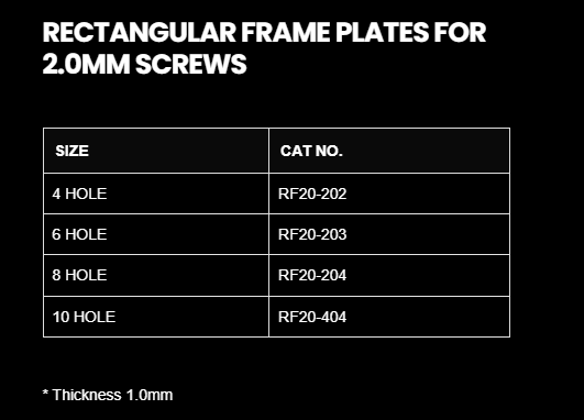 2.0MM RECTANGULAR FRAME PLATE