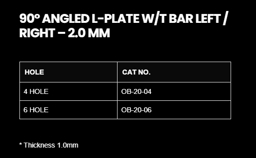 2.0MM 90DEGREE ANGLE L-PLATE W/T BAR