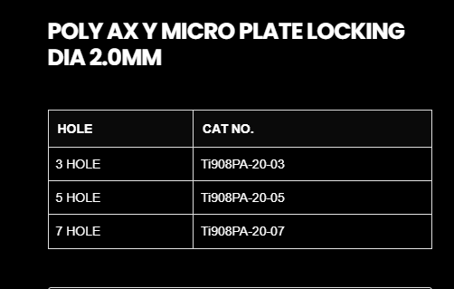 2.0MM POLY AXIAL Y- PLATE