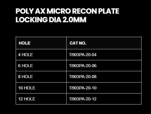 2.0MM POLY AXIAL RECONSTRUCTION PLATE