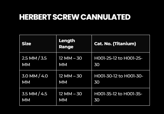 HERBET SCREW CANNULATED