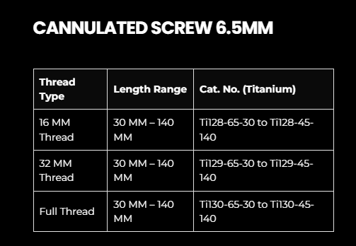 6.5MM CANNULATED SCREW