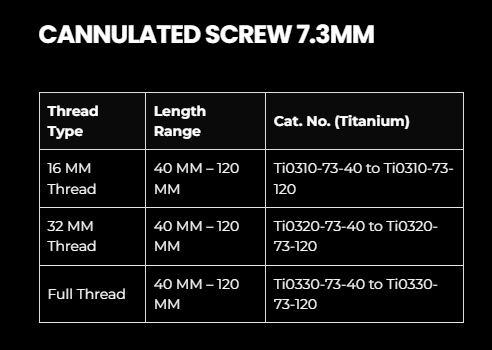 7.3MM CANNULATED SCREW