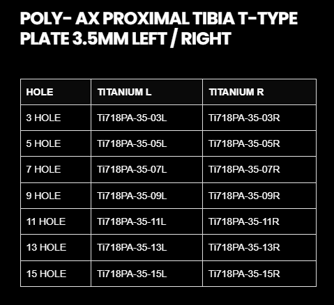 3.5MM POLY AXIAL PROXIMAL MEDIAL TIBIA T-PLATE