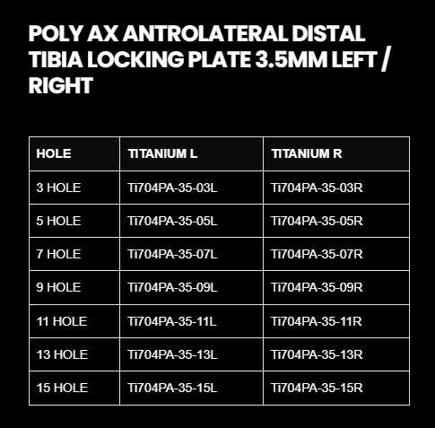 3.5MM POLY AXIAL ANTEROLATERAL DISTAL TIBIA LOCKING PLATE