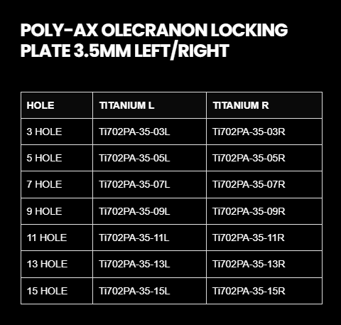 3.5MM POLY AXIAL OLECRNON LOCKING PLATE