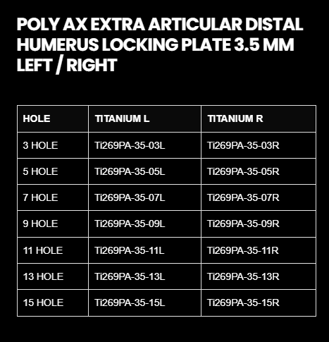 3.5MM POLY AXIAL EXTRA-ARTICULAR DISTAL HUMERUS LOCKING PLATE