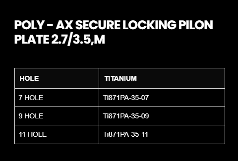 2.7/3.5MM POLY AXIAL PILON LOCKING PLATE