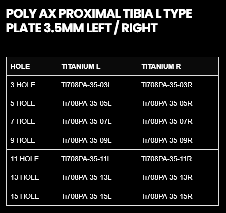 3.5MM POLY AXIAL PROXIMAL TIBIA LATERAL L-PLATE