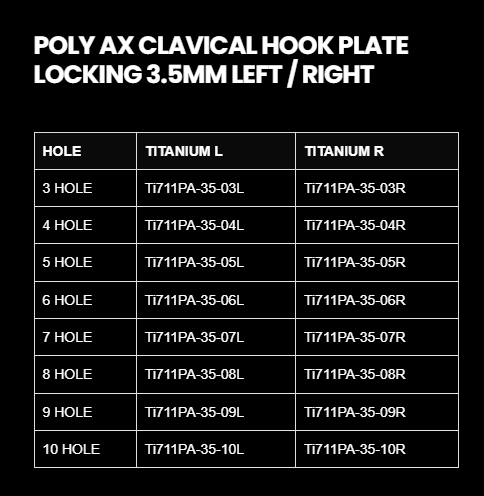 3.5MM POLY AXIAL CLAVICLE HOOK PLATE