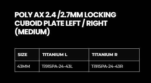 2.4MM POLY AXIAL CUBOID LOCKING PLATE