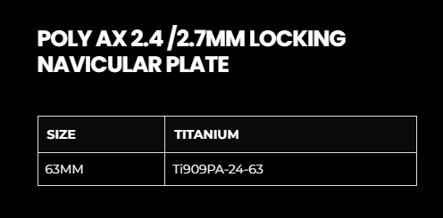2.4/2.7MM POLY AXIAL NAVICULAR LOCKING PLATE